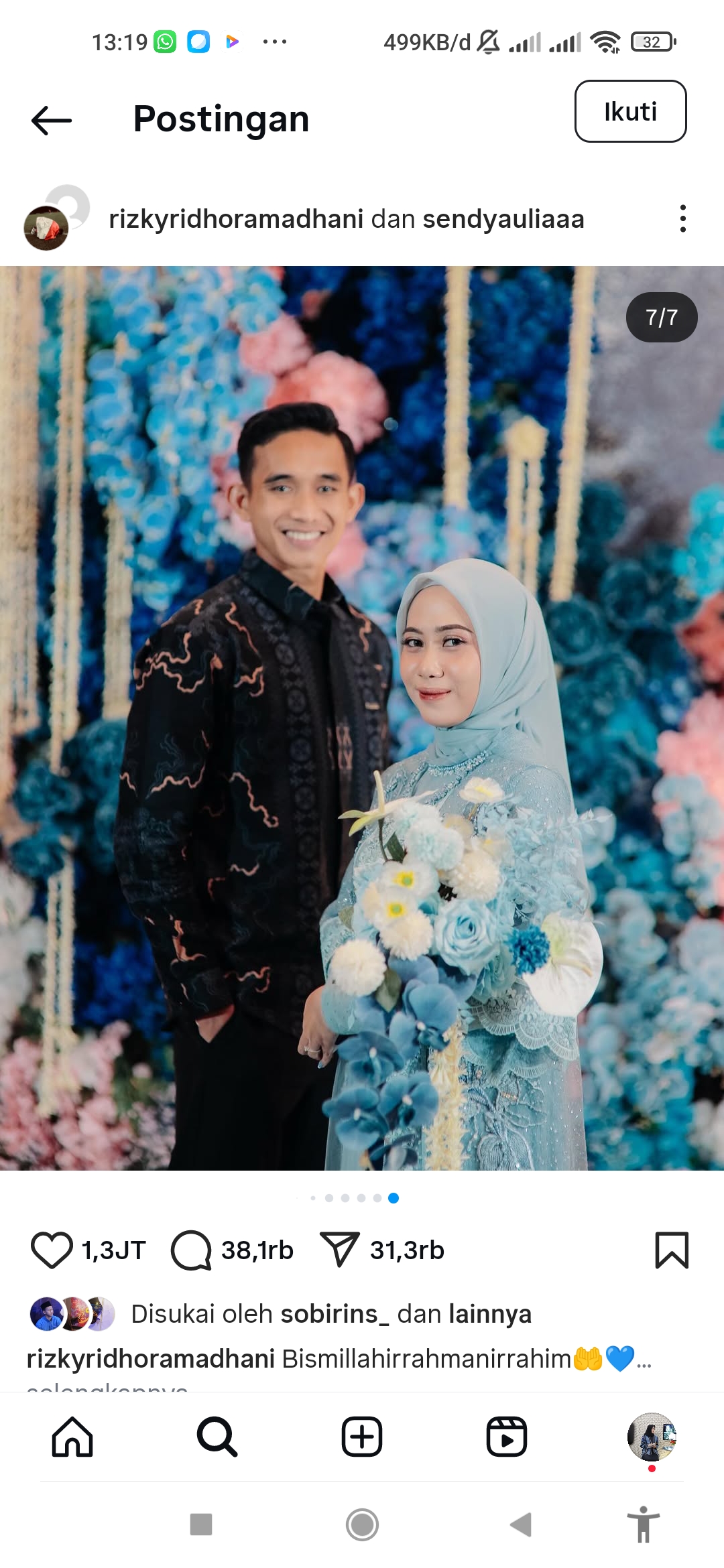 Rizky Ridho dan Sendy Aulia resmi menikah