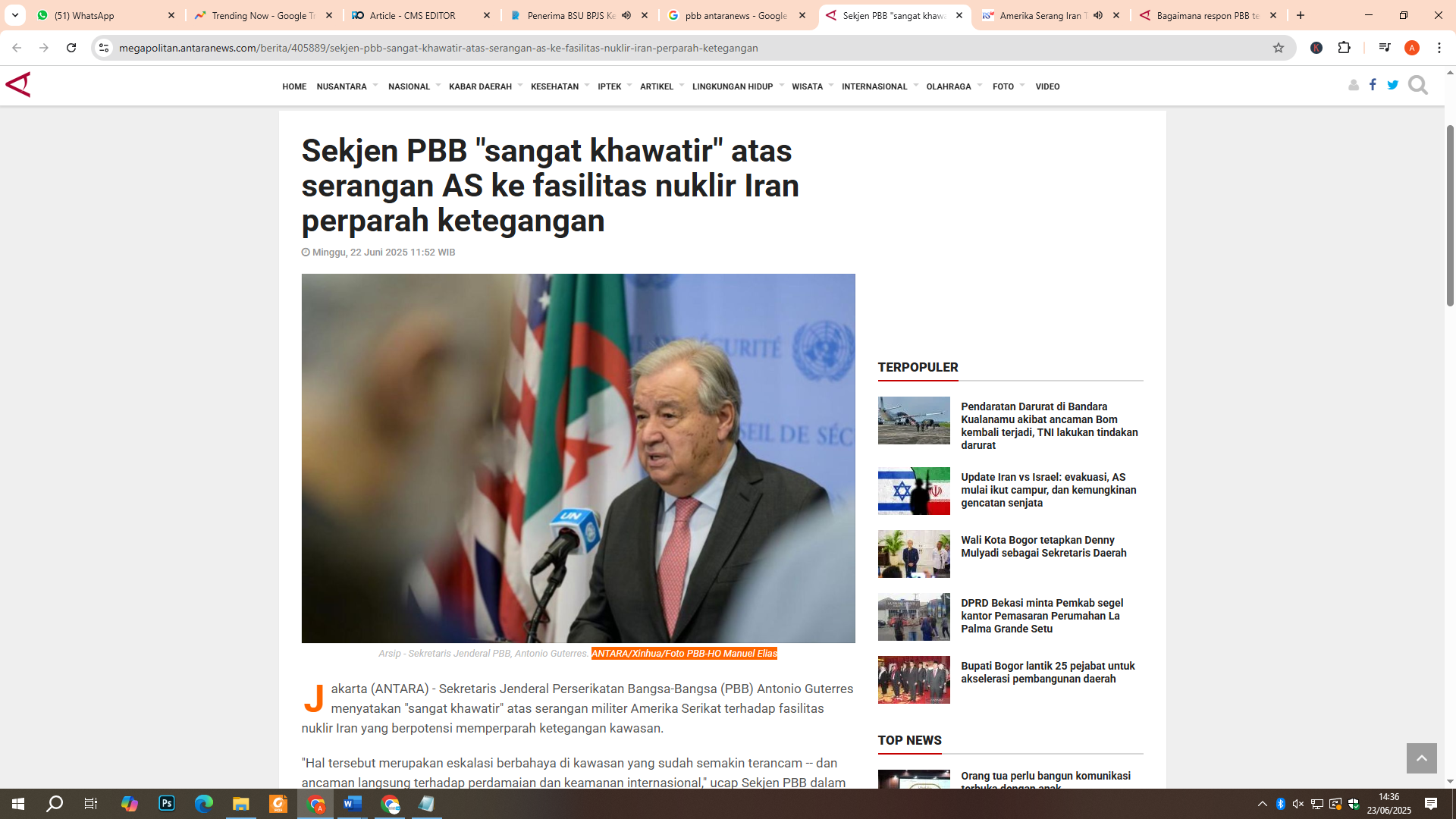 Sekretaris Jenderal PBB, Antonio Guterres.