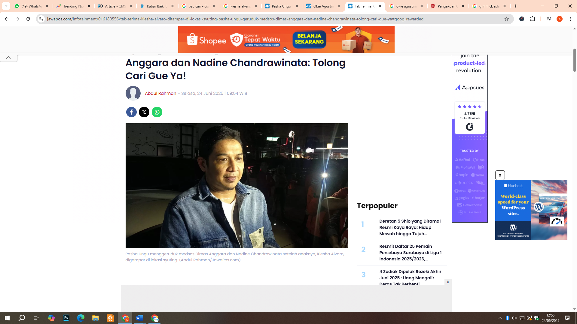 Pasha Ungu menggeruduk medsos Dimas Anggara dan Nadine Chandrawinata setelah anaknya, Kiesha Alvaro, digampar di lokasi syuting