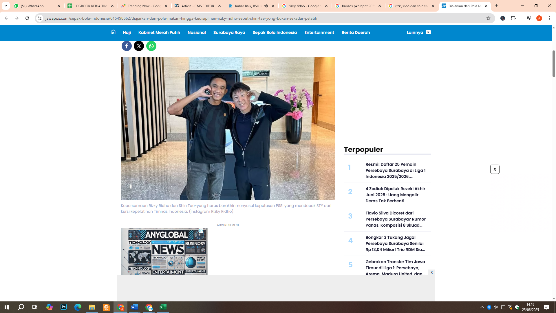 Shin Tae Yong beri ucapan selamat untuk pernikahan Rizky Ridho