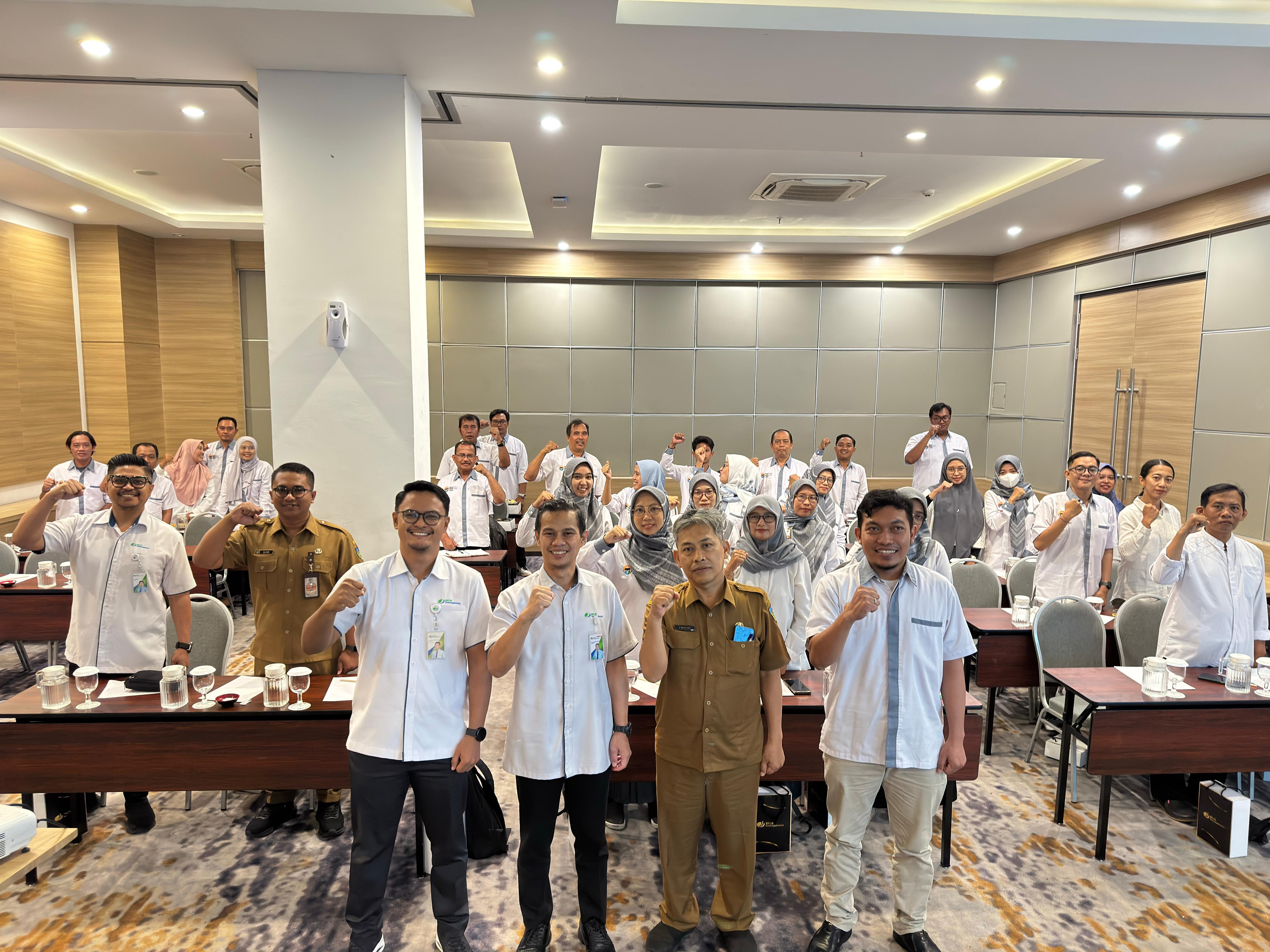 Kepala Bidang Penata dan Kerja Sama Desa Dinas DPMPD Kabupaten Kediri Muhammad Basthomi saat kegiatan Sosialiasi Keagenan BPJS Ketenagakerjaan Kediri.