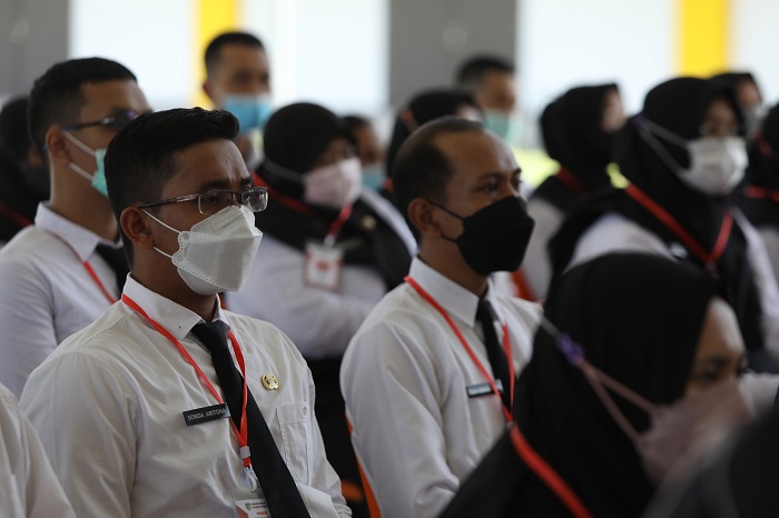 Para peserta CPNS saat mengikuti tes di SKB Grogol, Kabupaten Kediri pada 2022 lalu. CPNS 2025 masih abu-abu.