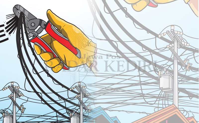 Ilustrasi kondisi kabel semrawut .