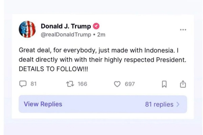 Trump bikin kesempatan deal dengan Presiden Prabowo.