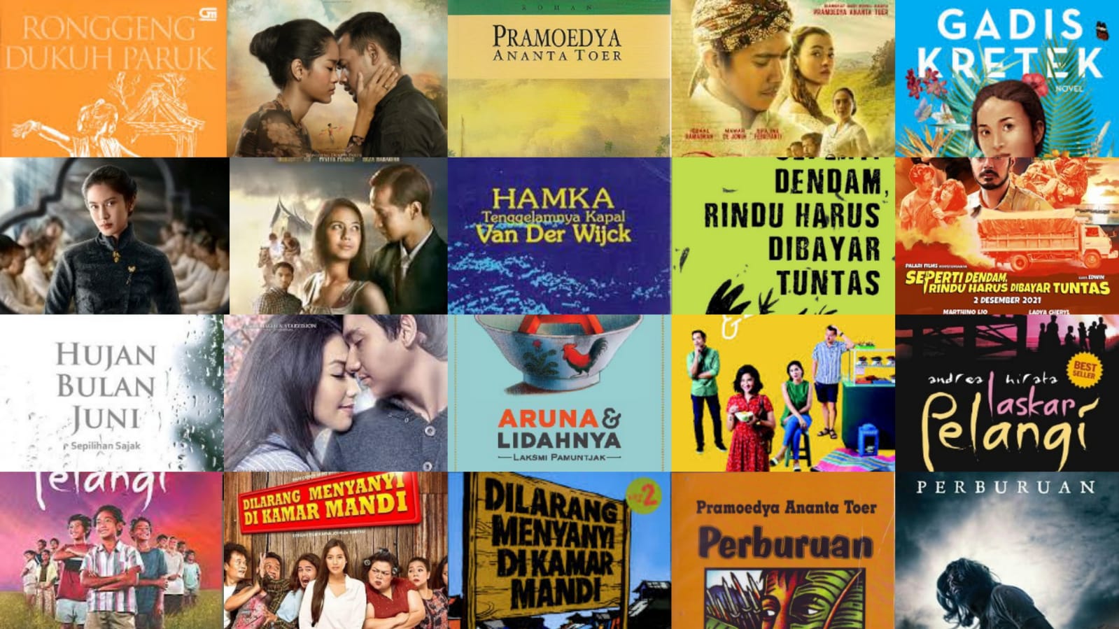 Poster Rekomendasi Novel Sastrawan Indonesia yang Diadaptasi ke Layar