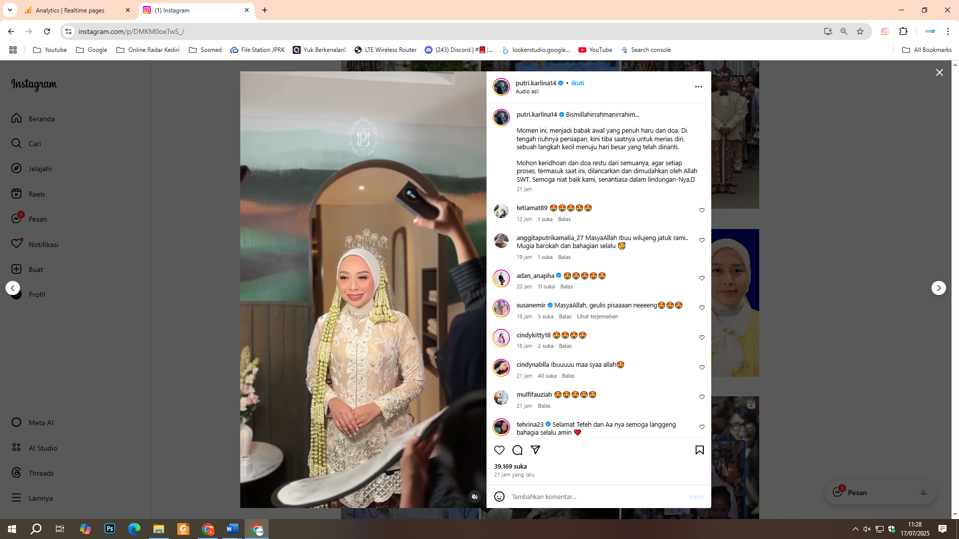 Putri Karlina menikah dengan Maulana Akbar, putra Dedi Mulyadi