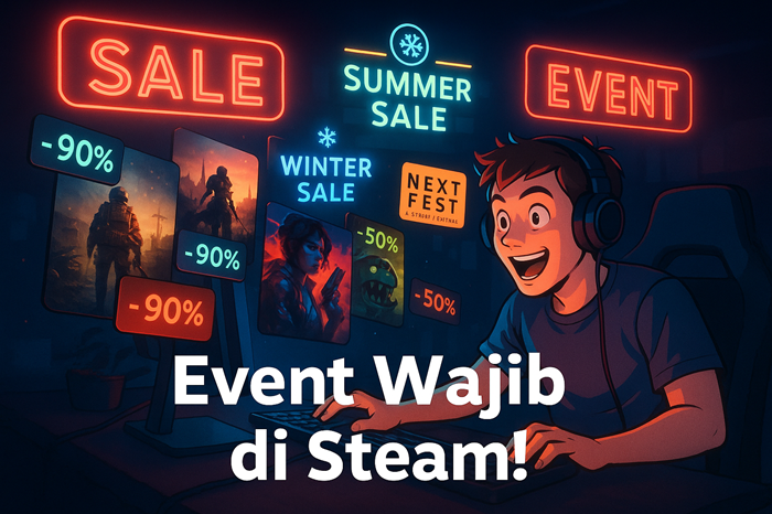 ilustrasi Diskon Di Event steam By sora AI