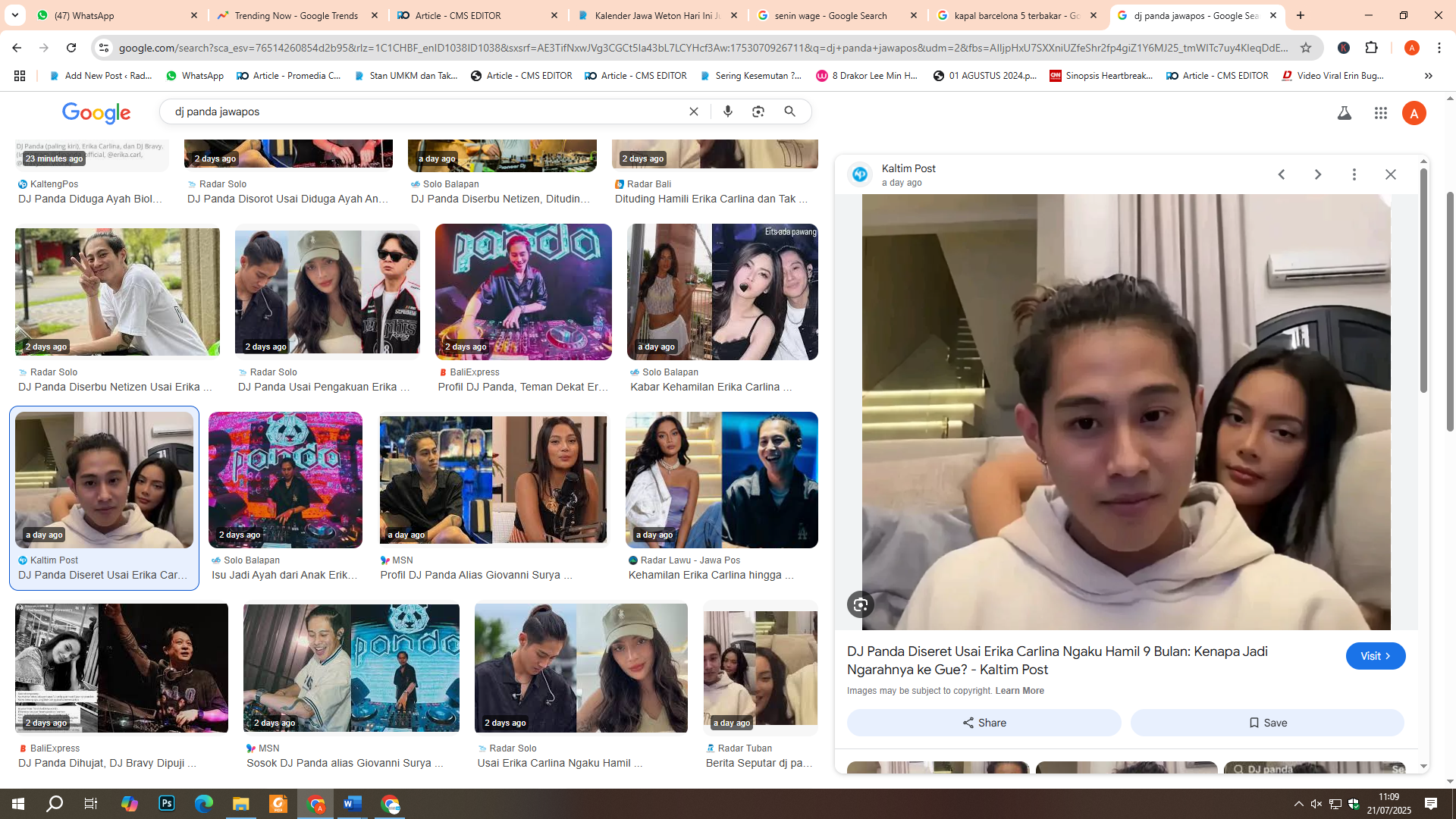 DJ Panda bantah hamili Erika Carlina