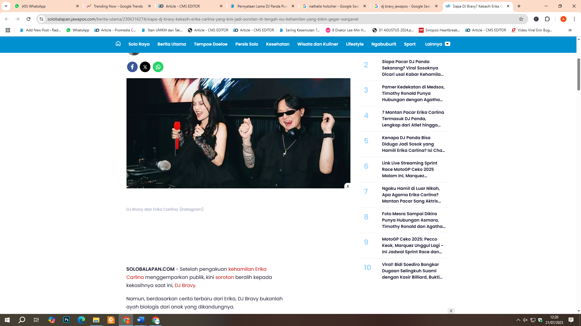 Perbedaan usia DJ Bravy dan Erika Carlina