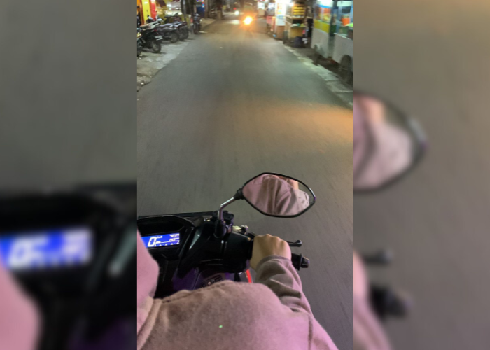 Ilustrasi suara rem motor berbunyi saat berjalan.