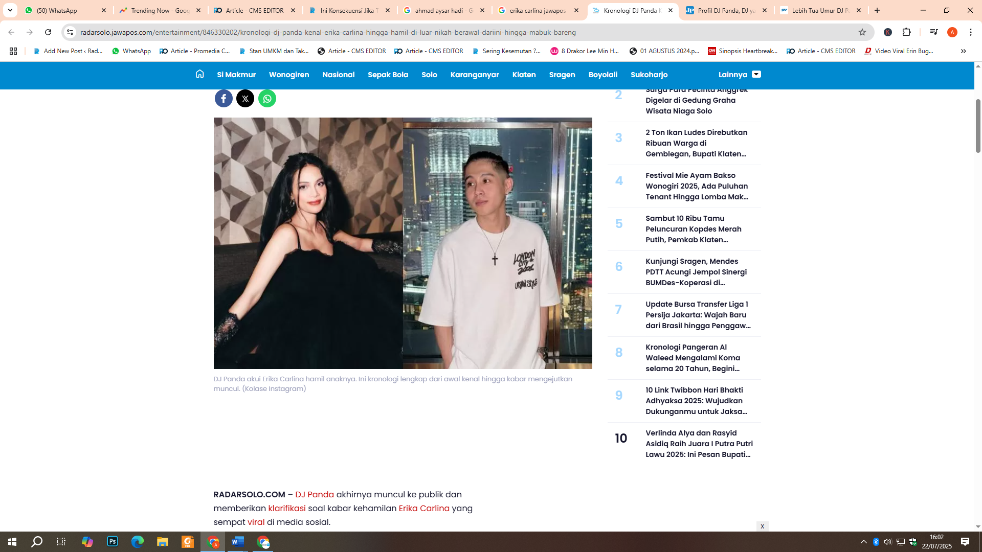 Umur Erika dan DJ Panda jadi sorotan