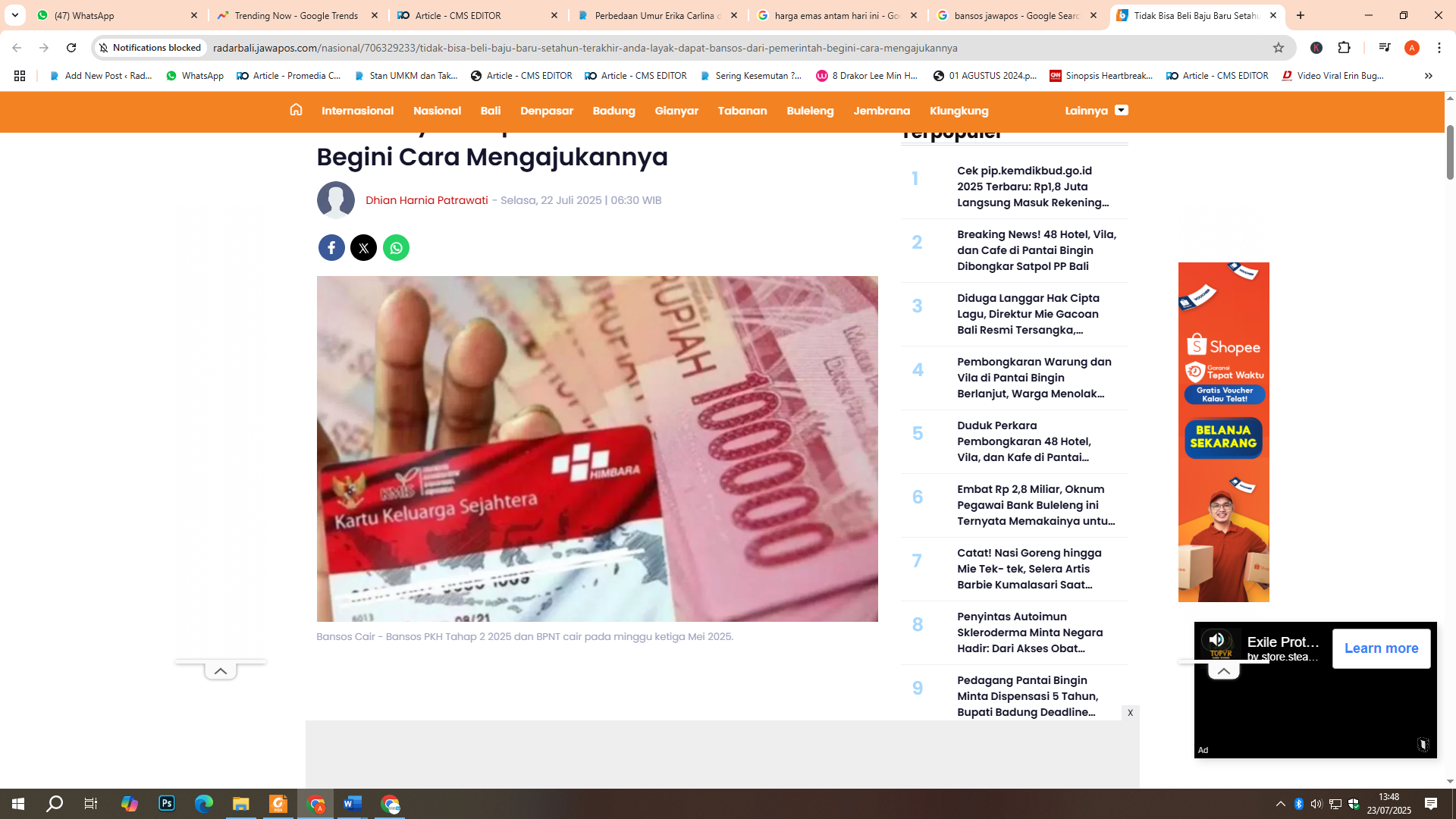 BLT Kesra Rp900 ribu