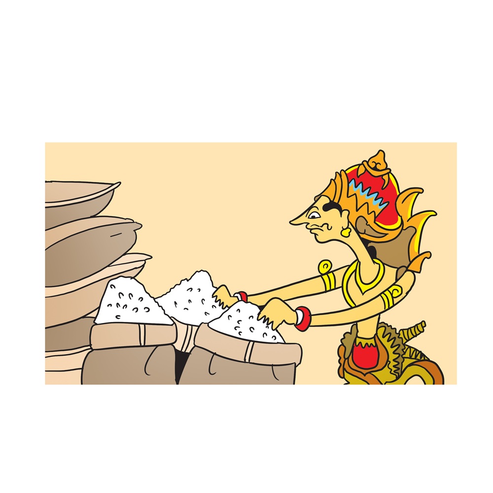 Ilustrasi sidak beras di negeri pewayangan.