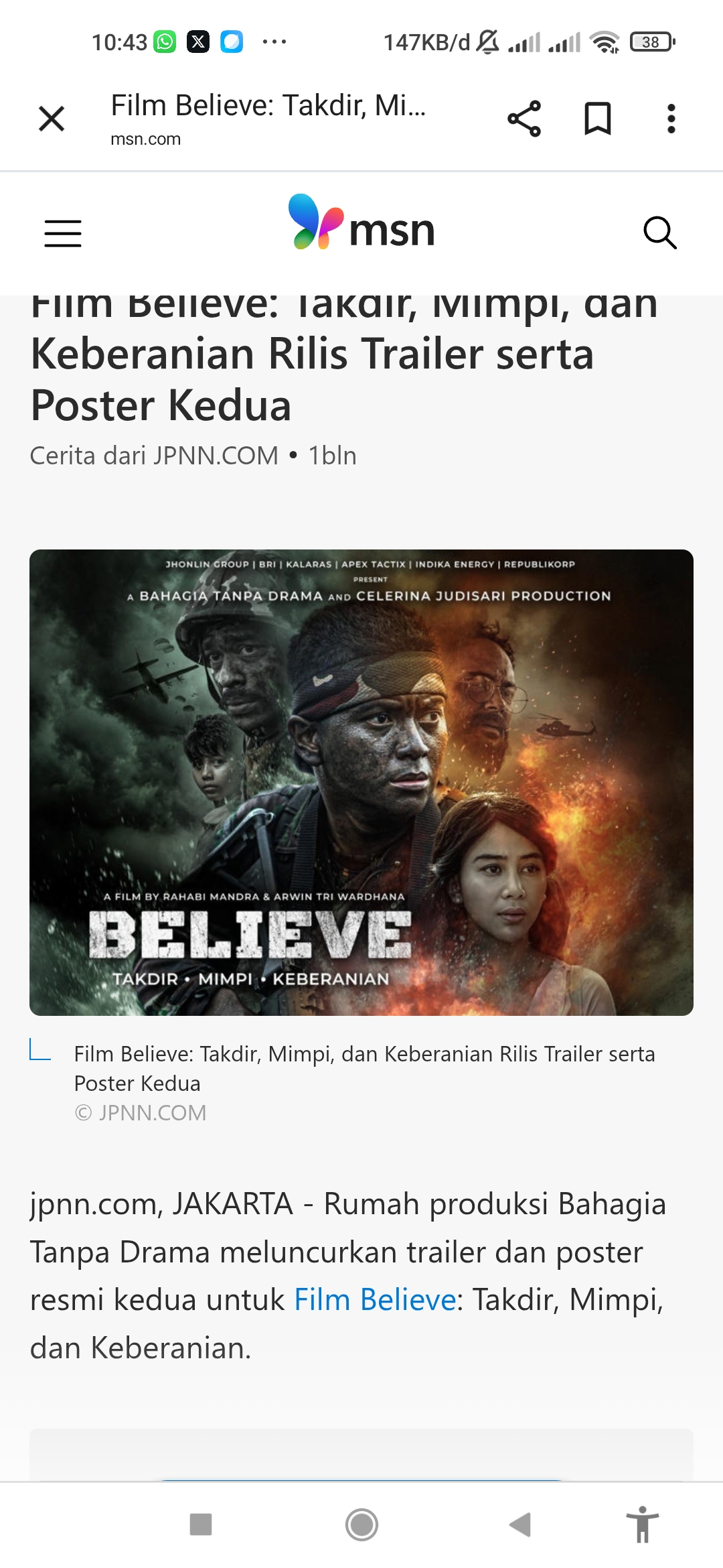Film Believe- Takdir, Mimpi, Keberanian