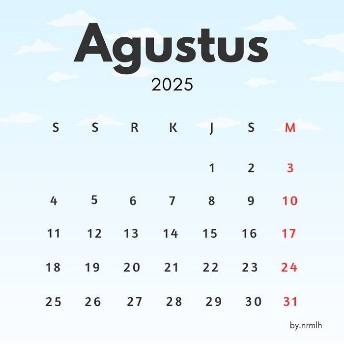 Kalender Agustus 2025.