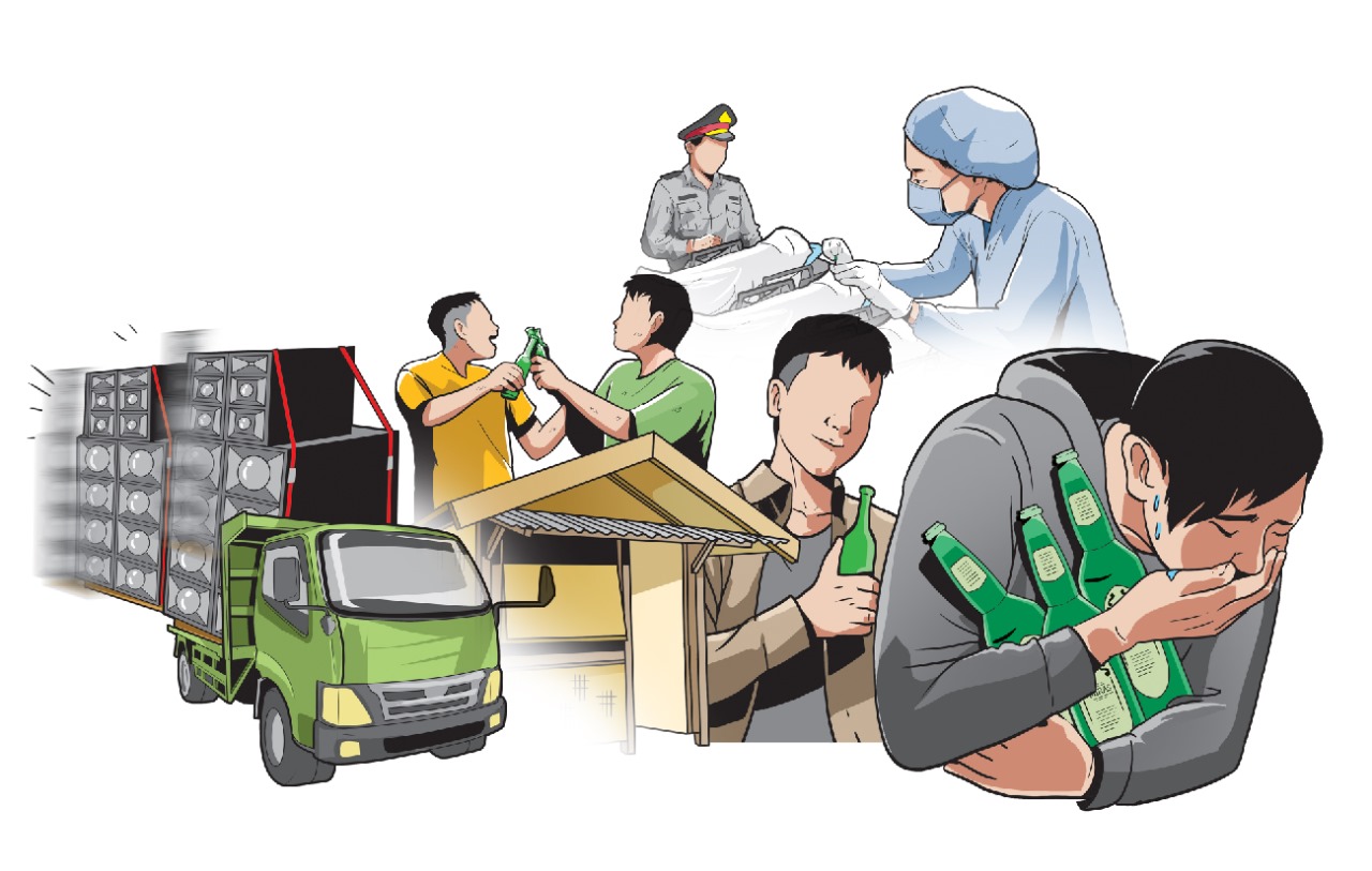 Ilustrasi pesta miras usai nonton sound horeg
