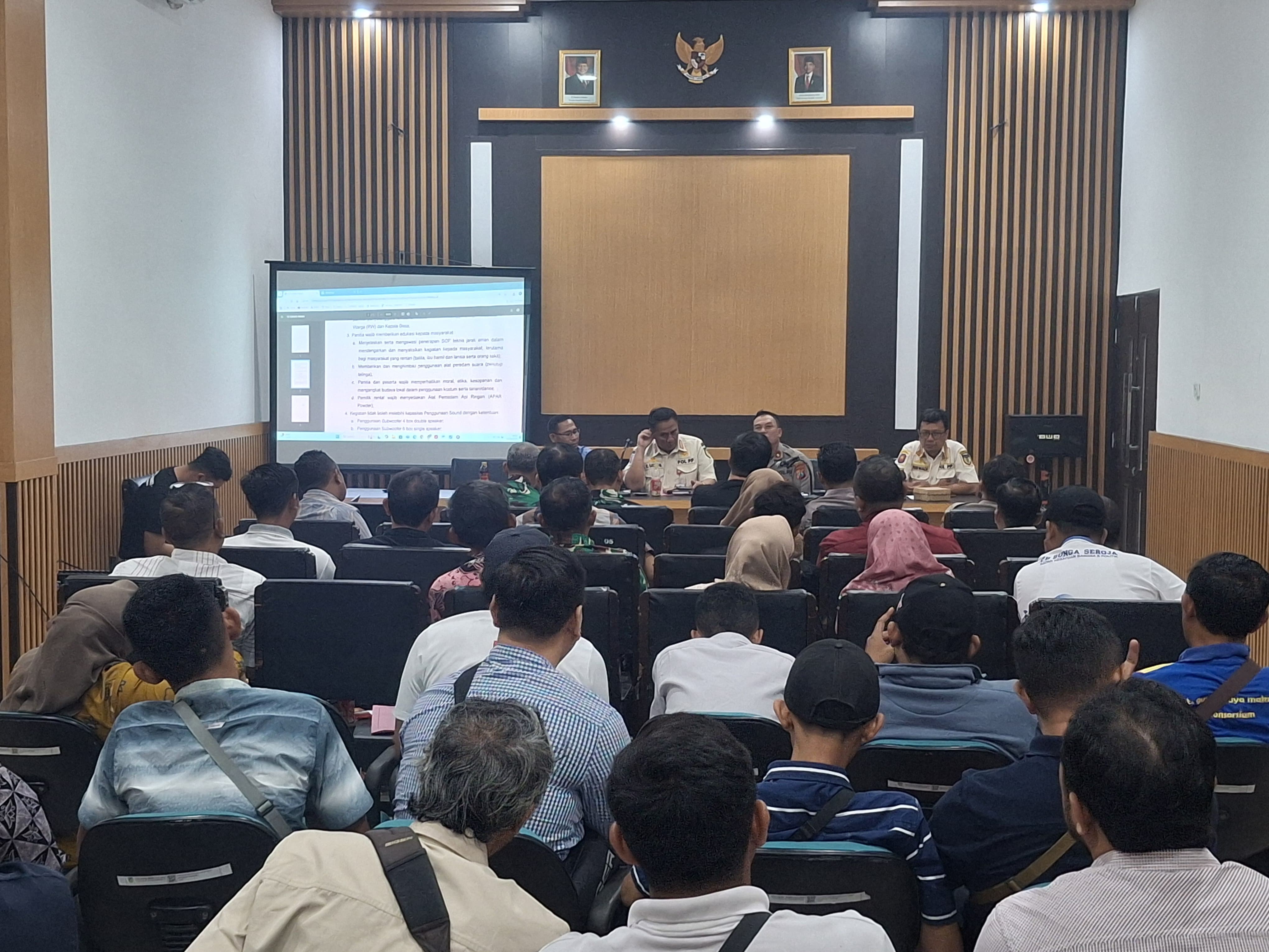 Sasana rakor pengawasan sound system pawai di kantor satpol PP Kabupaten Kediri.