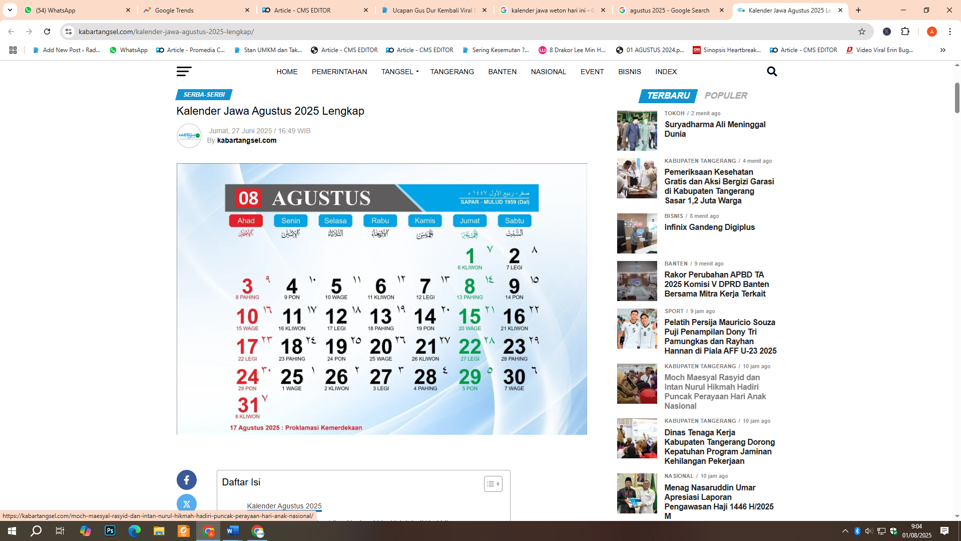 Kalender Agustus 2025