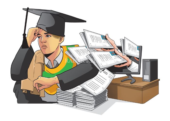 Ilustrasi sarjana pencari kerja.