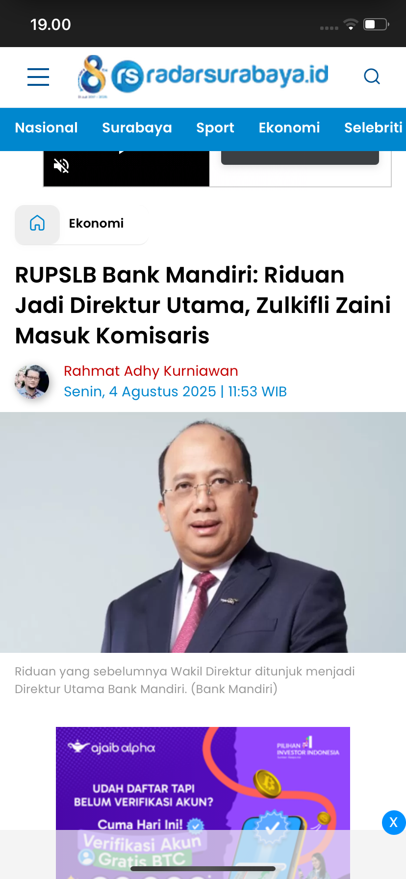 Riduan ditunjuk menjadi Direktur Utama Bank Mandiri.