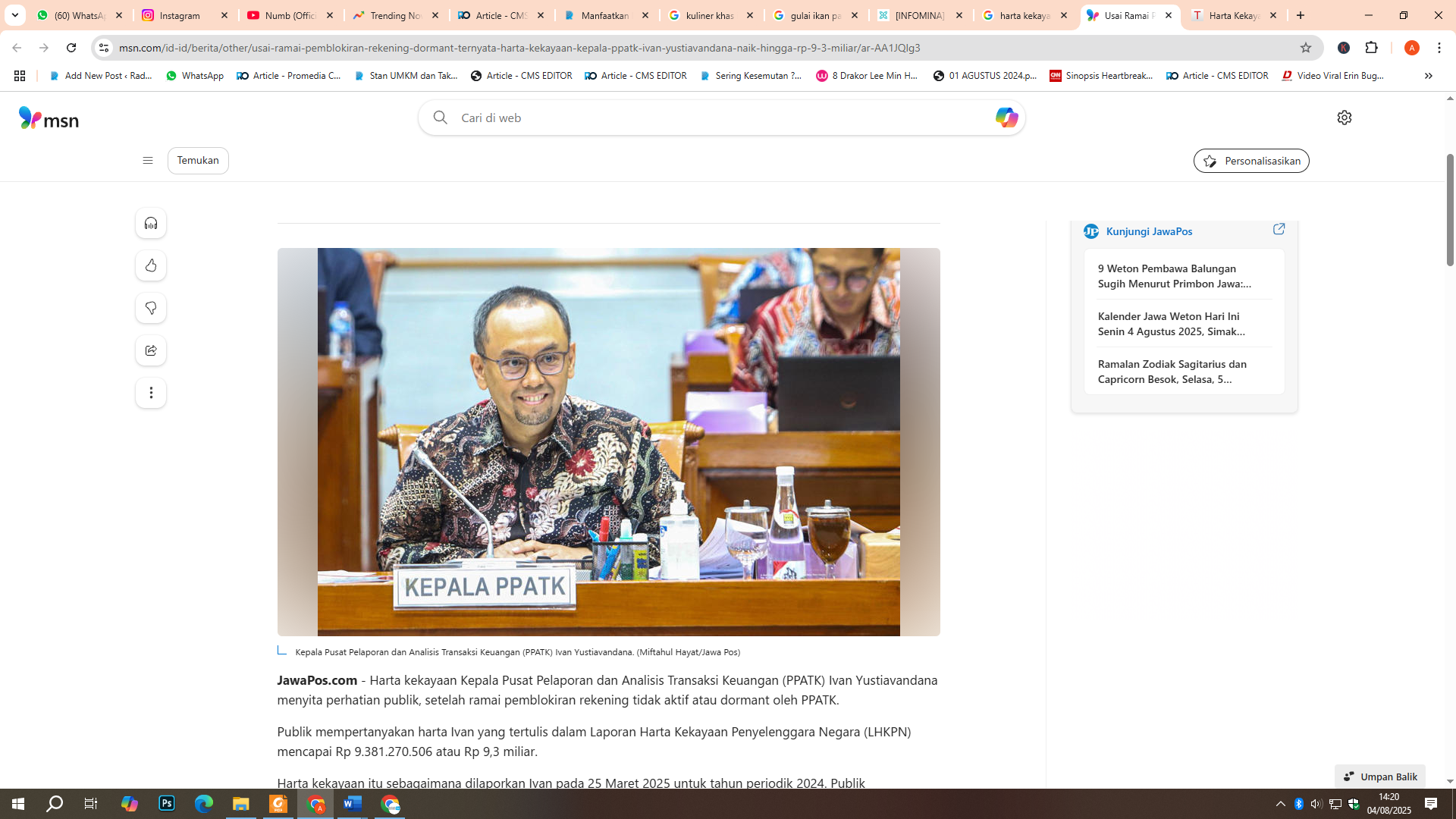 Ketua PPATK Ivan Yustiavandana.