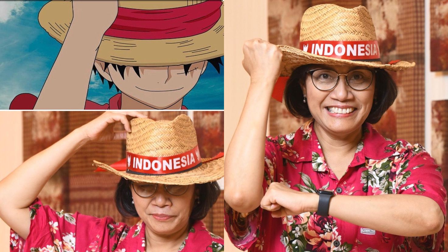 Unggahan lama Menteri Keuangan Sri Mulyani Indrawati cosplay Luffy jadi  mencuri perhatian warganet.