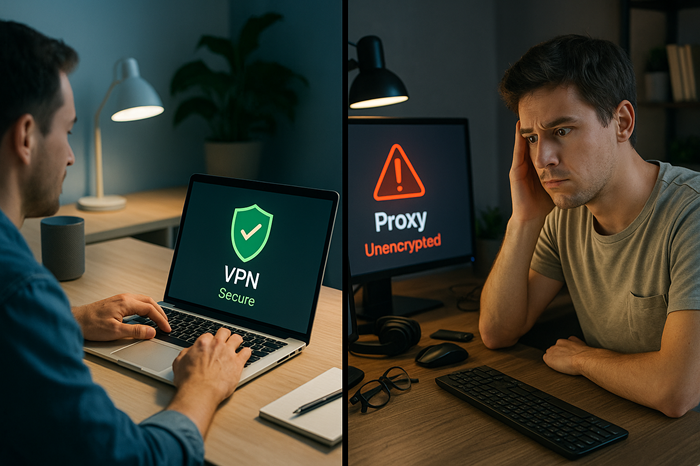 Gambar orang yang menggunakan VPN dan Proxy ilustrasi BY Sora.ai