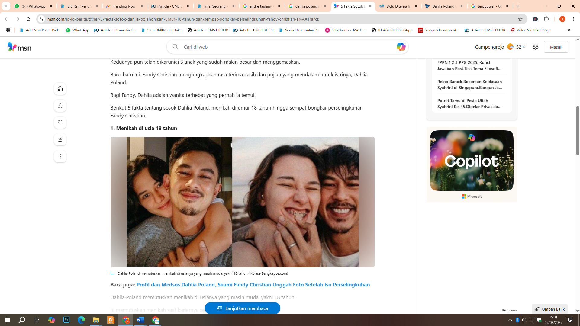 Dahlia Poland gugat cerai suami