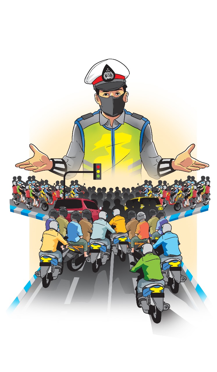 Ilustrasi suasana macet di Simpang Empat Jalan Veteran