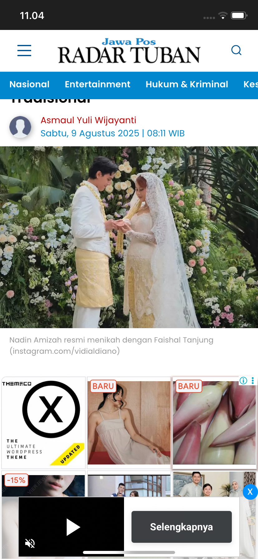 Pernikahan Nadin Amizah dan Faishal Tanjung