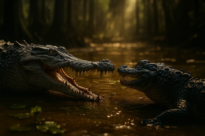 Gambar Buaya dan Aligaotr, ilustrasi BY Sora.ai