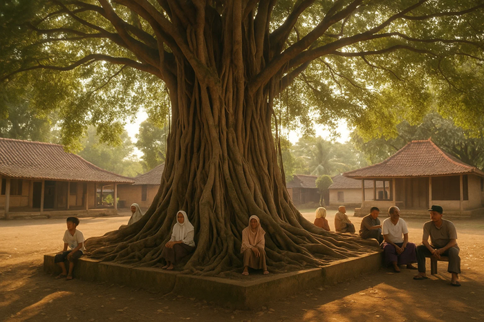 Gambar pohon Beringin, Ilustrasi By Sora.ai