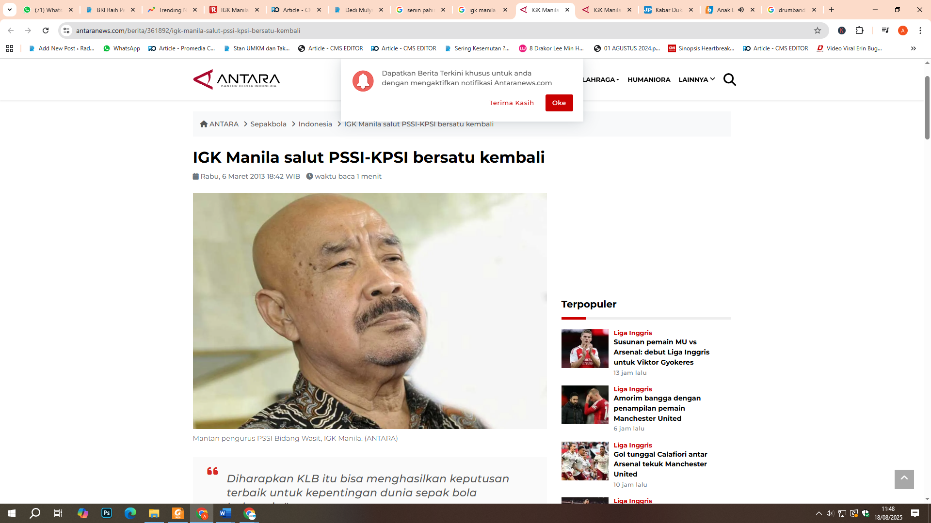 IGK Manila meninggal dunia