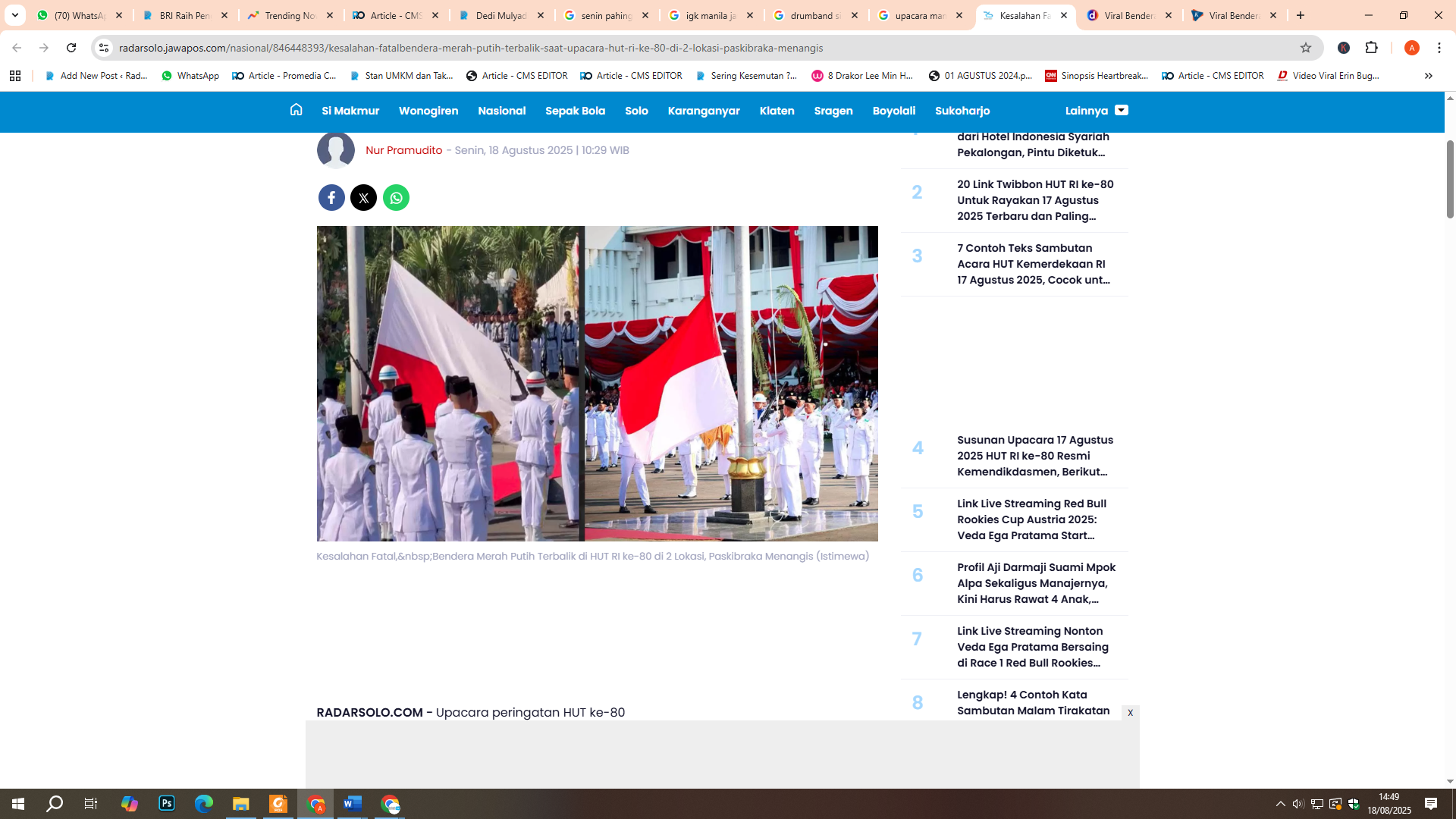 iral Bendera Merah Putih Terbalik Saat Upacara 17 Agustus di Mamasa