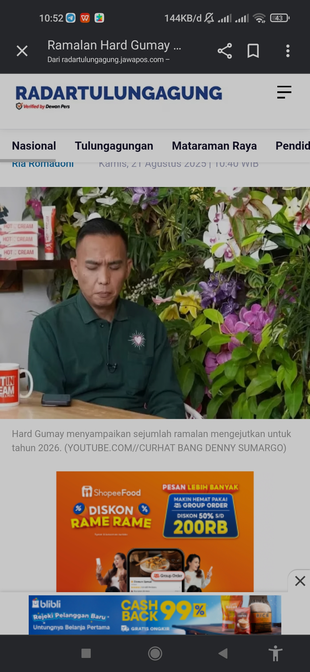 Artis inisial P diramalkan selingkuh oleh Hard Gumay