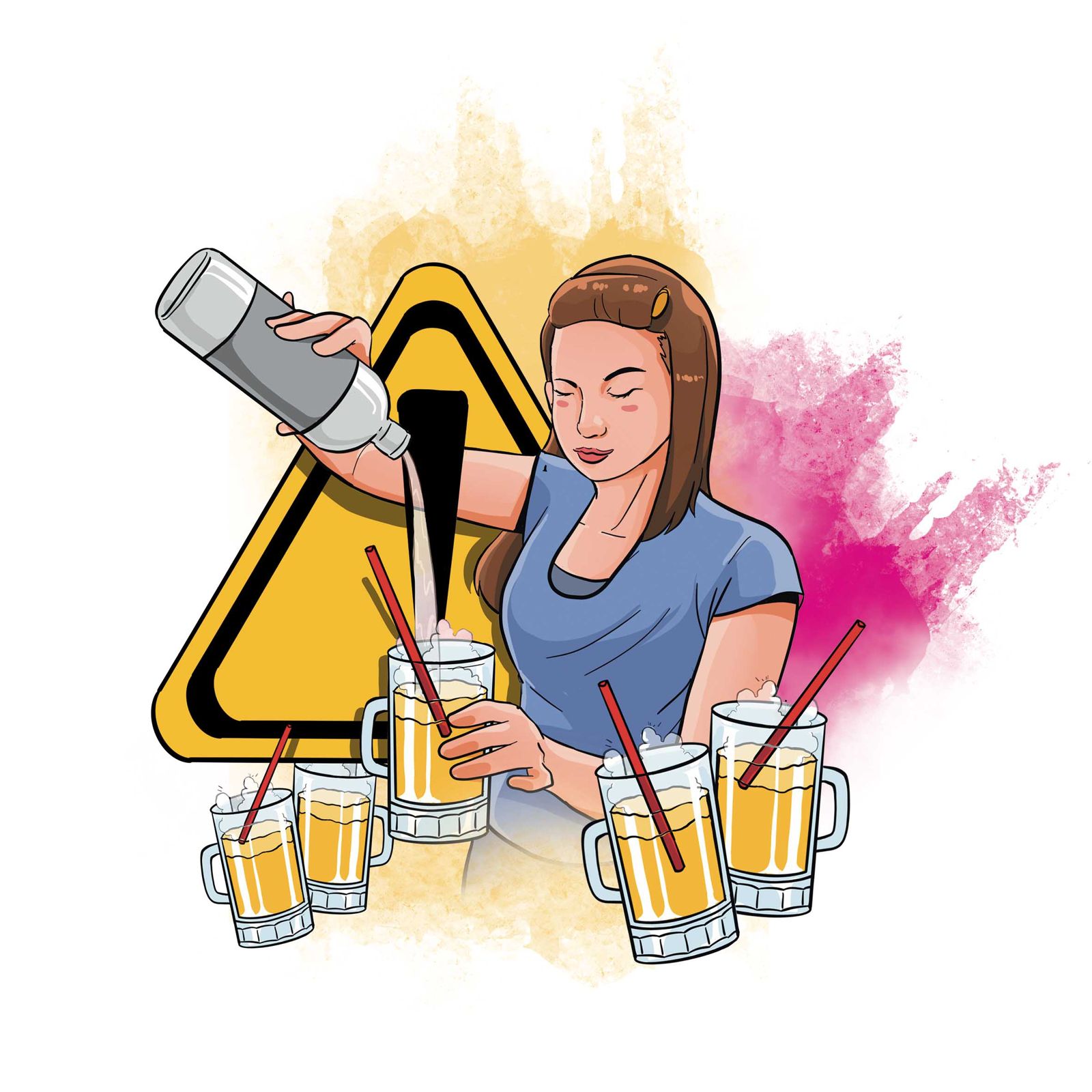 Ilustrasi penjual es moni, es yang bercampur alkohol