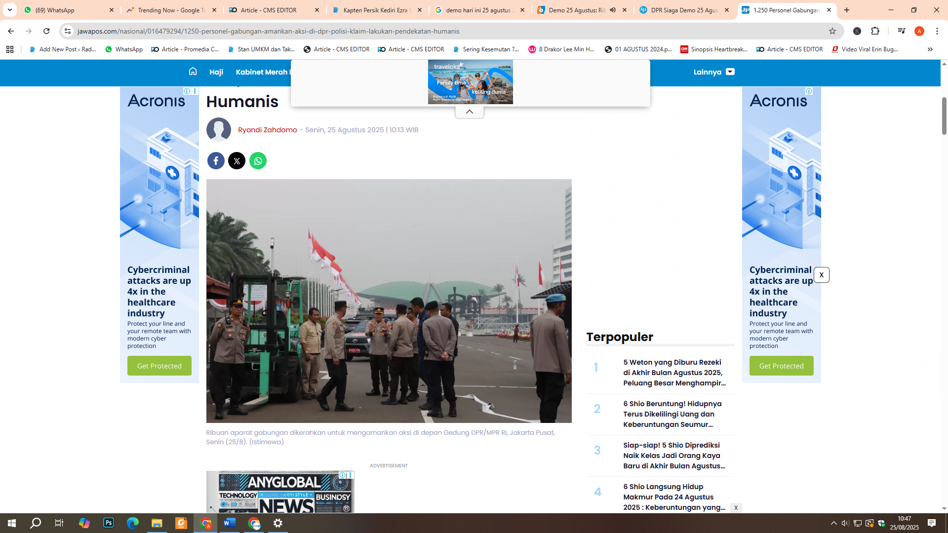 1.250 Personel Gabungan siap amankan demo hari ini