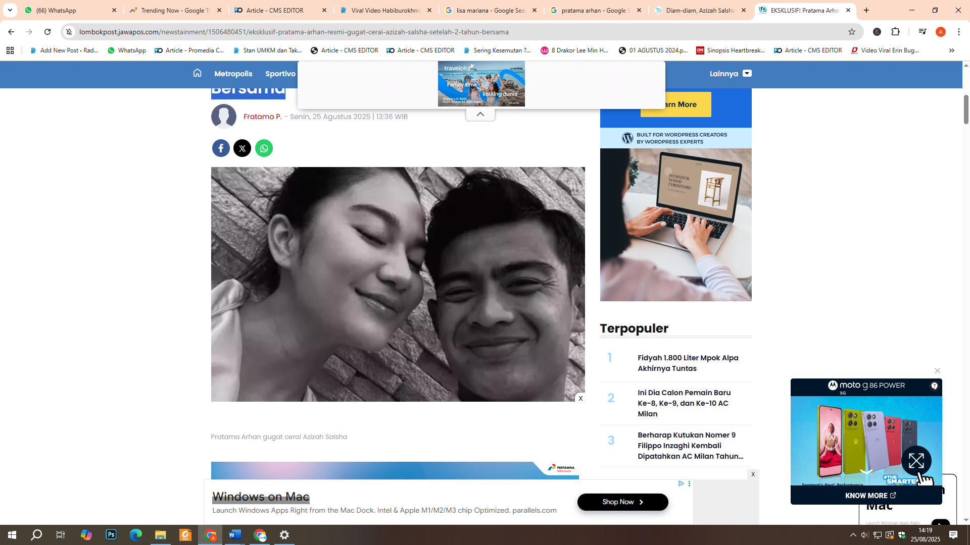 Pratama Arhan gugat cerai Azizah Salsha