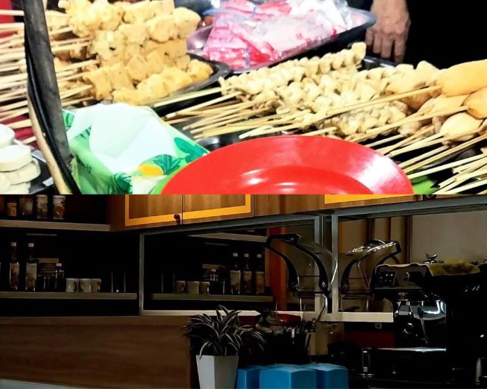 Kontras kuliner angkringan dengan suasana kafe modren