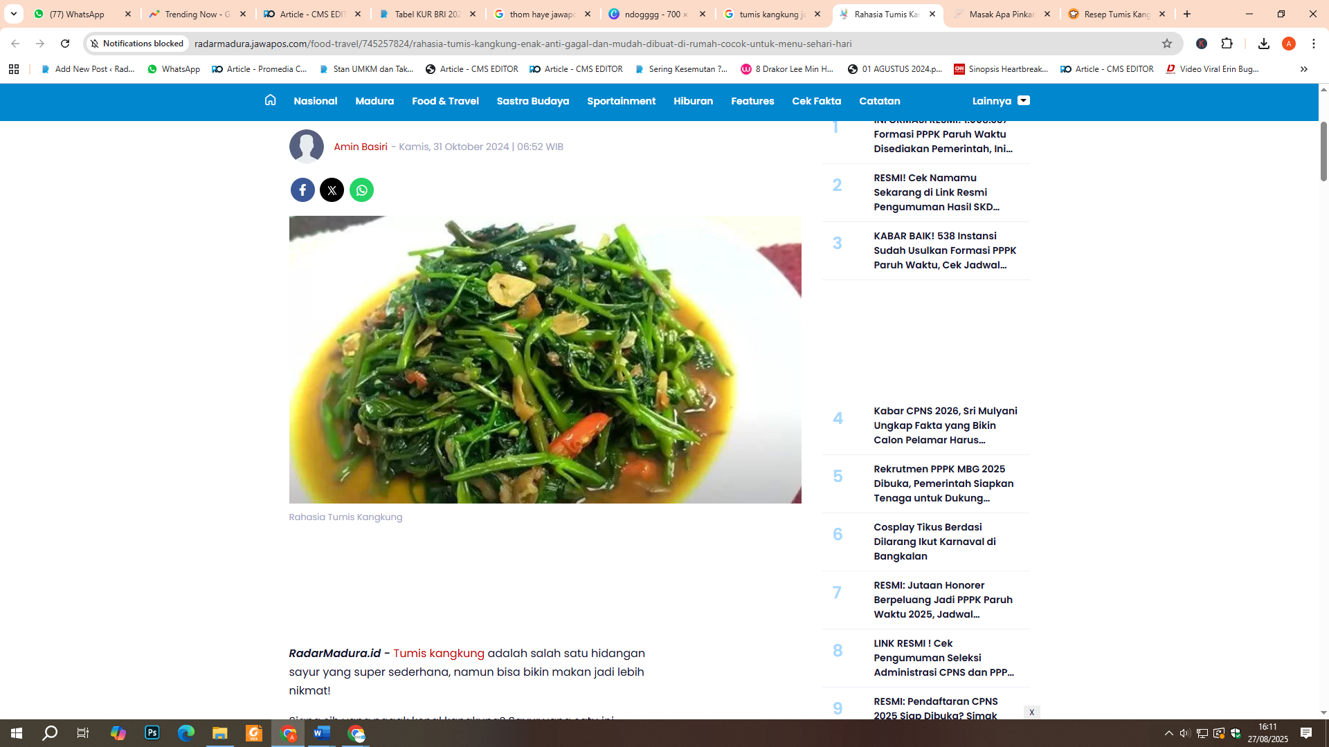 Resep Tumis Kangkung