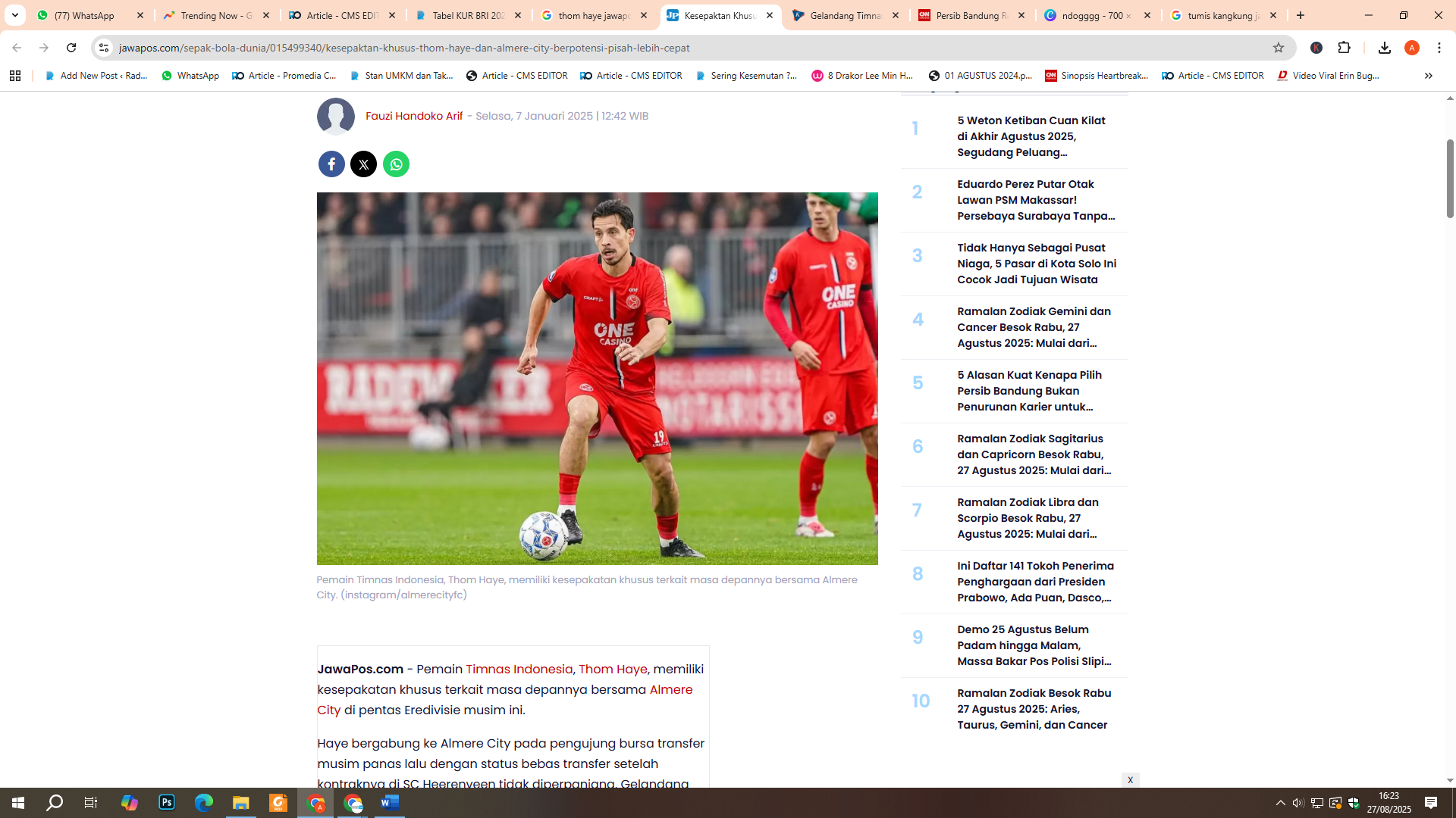 Thom Haye resmi gabung Persib Bandung