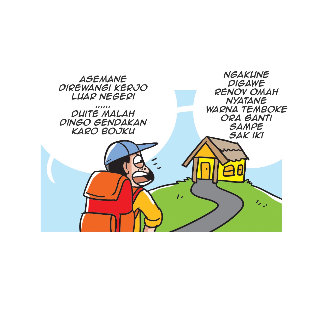 Ilustrasi pekerja migran pulang mendapati istrinya selingkuh.