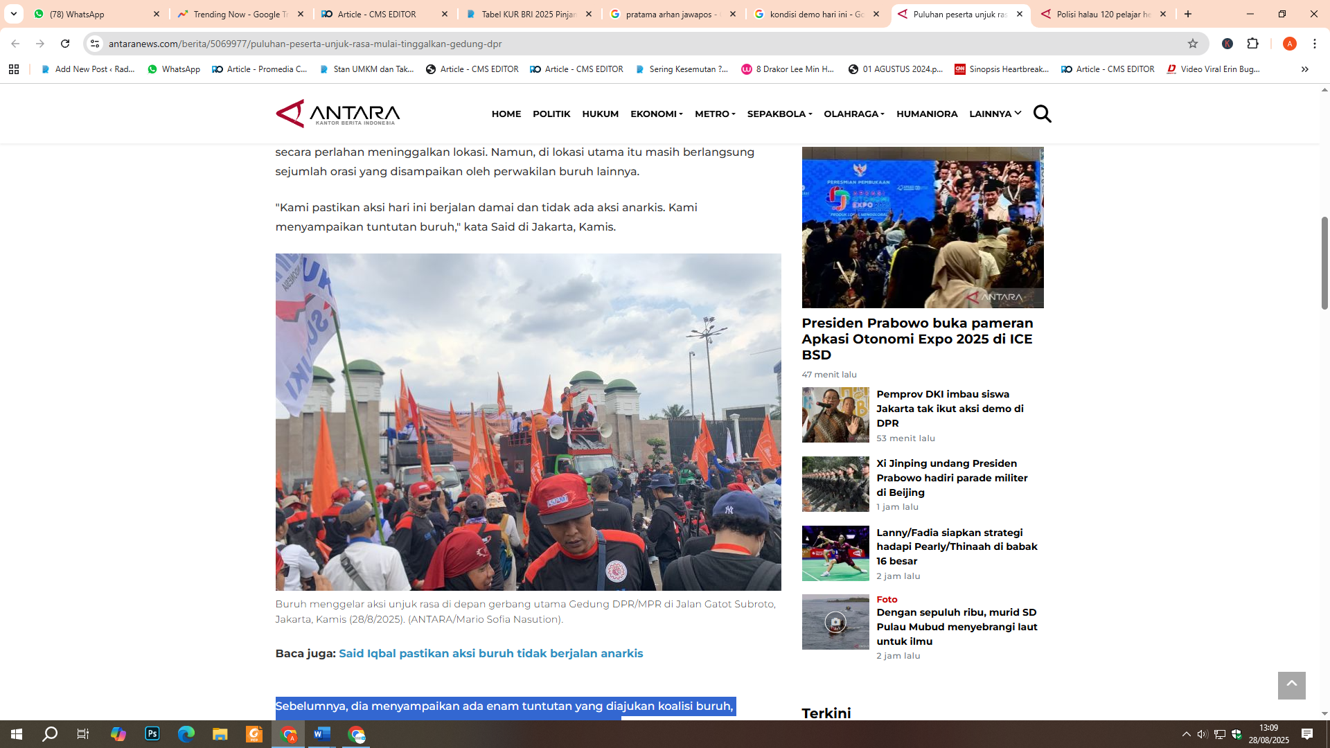 Aksi demo buruh hari ini
