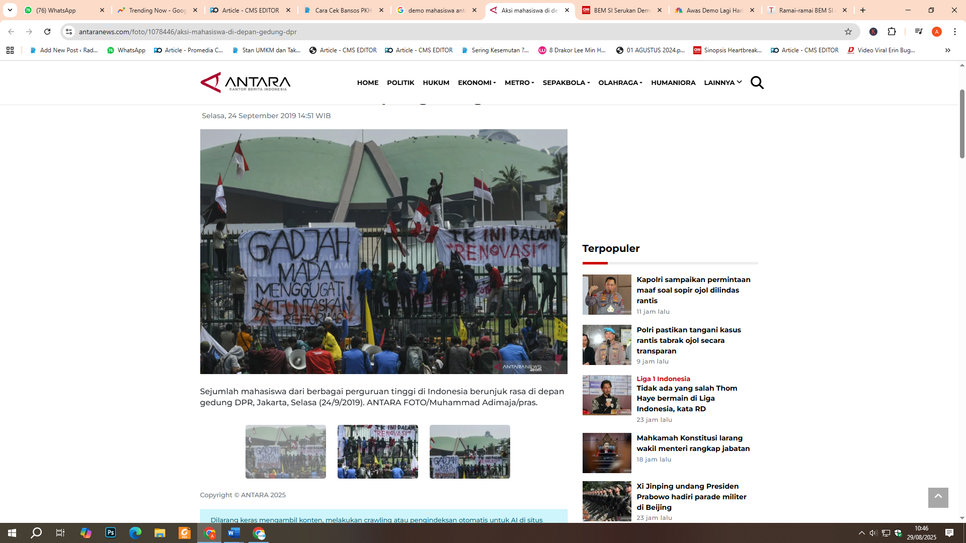 Demo mahasiswa di gedung DPR