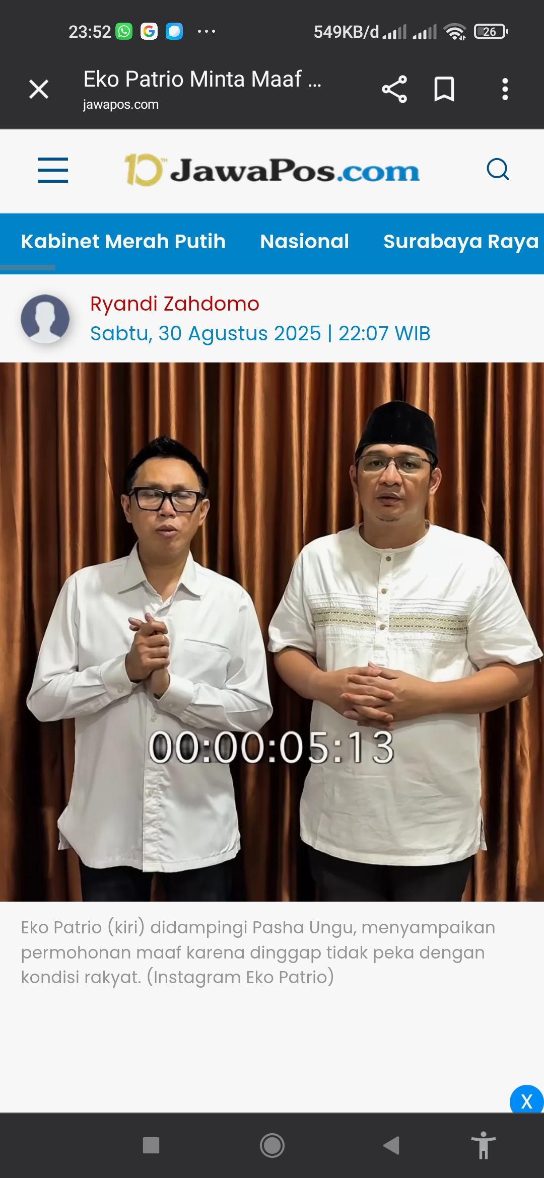 Eko Patrio didampingi Pasha Ungu klarifikasi