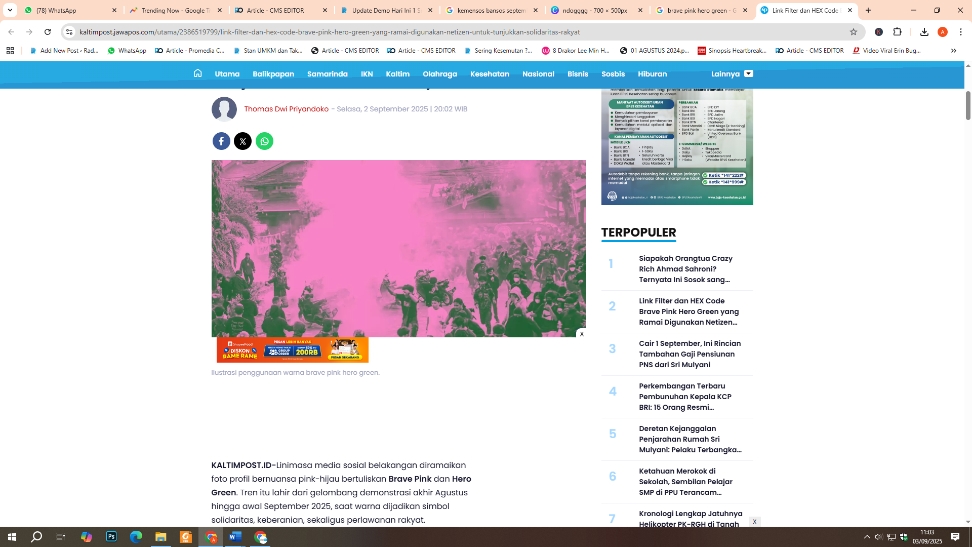 brave pink hero green