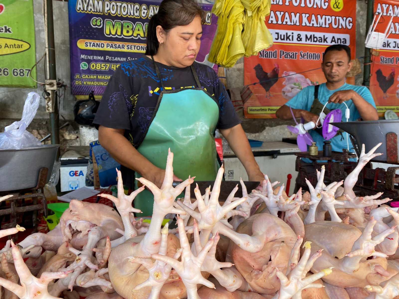 MEROKET: Harga ayam potong di Kediri naik drastis.