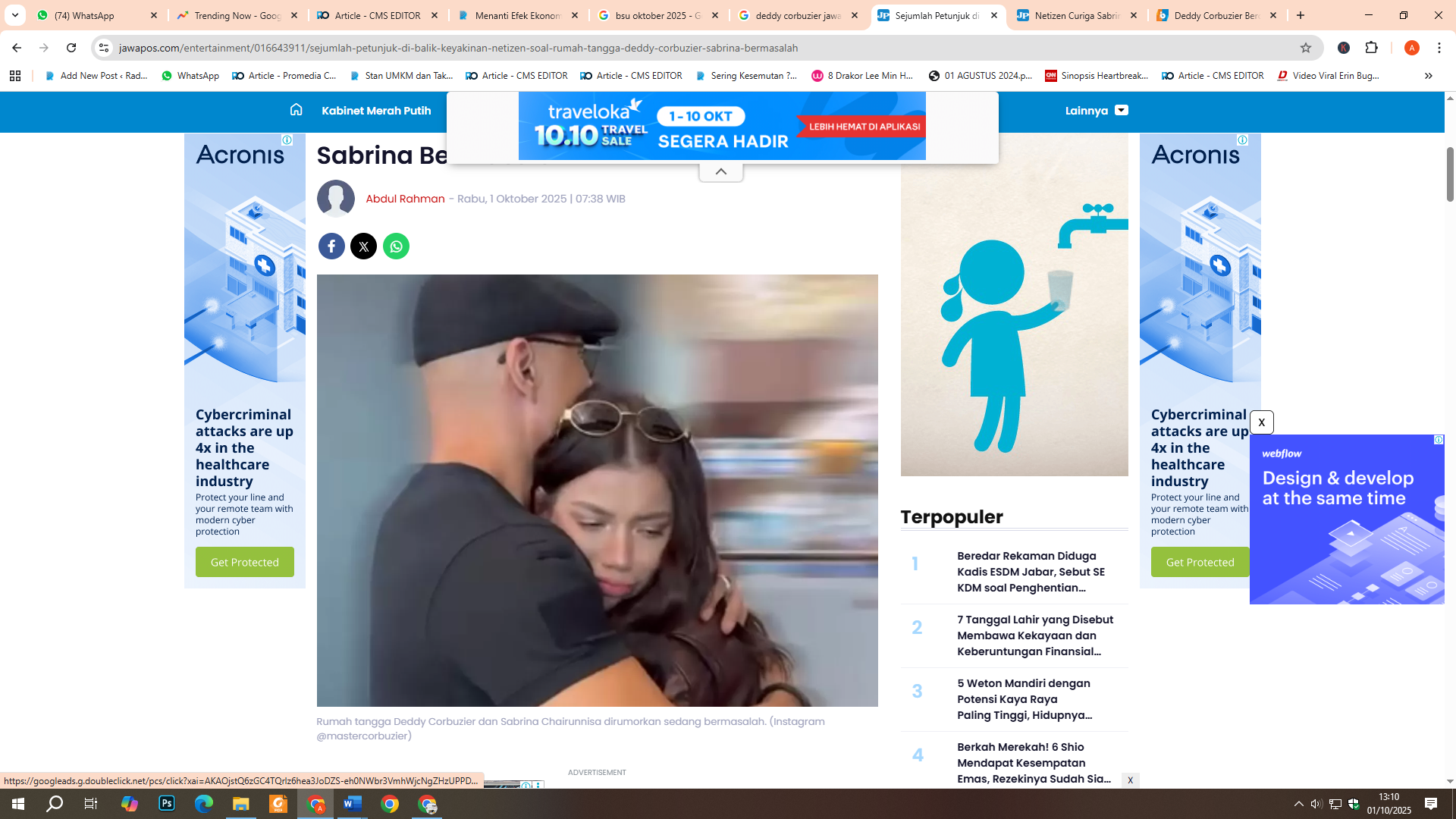 Rumah tangga Deddy Corbuzier dan Sabrina Chairunnisa dirumorkan bermasalah.