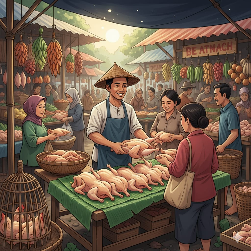 ILUSTRASI: Penjual ayam.