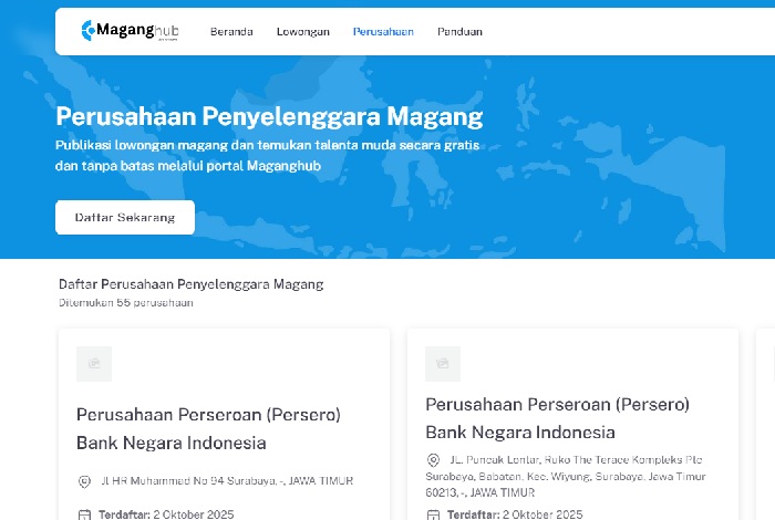Situs pendaftaran perusahaan peserta magang Kemnaker